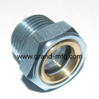 Hexagon Carbon Steel Oil level Sight Glass Plugs NPT Thread Plated